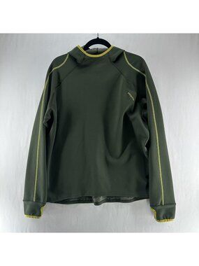 Patagonia Hoodie Men L Pullover Wool Blend Base Layer Zip Pocket Thumbhole Green